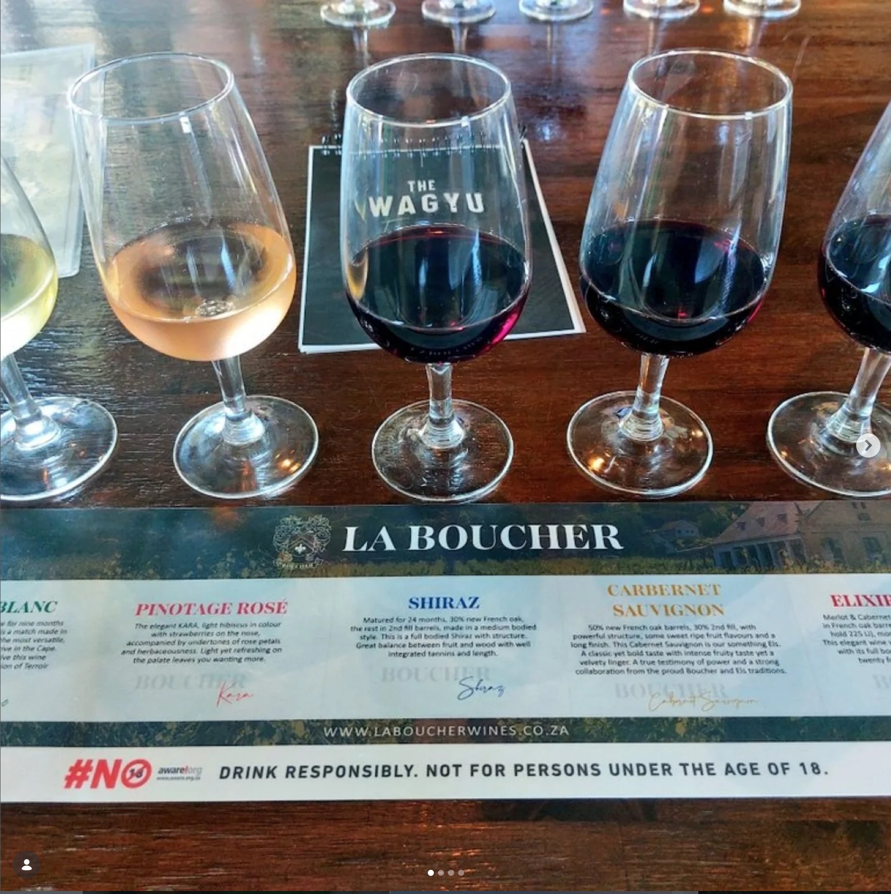 Wine flight at The Wagyu Experience
